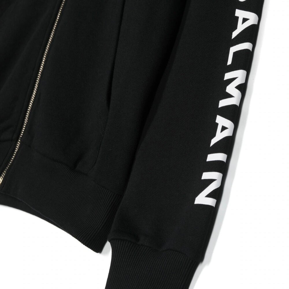 Balmain Boys Sleeve Logo Hoodie Black - Balmain KidsSweaters