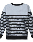 Balmain Boys Stripe Logo Sweatshirt Light Blue - Balmain KidsSweaters