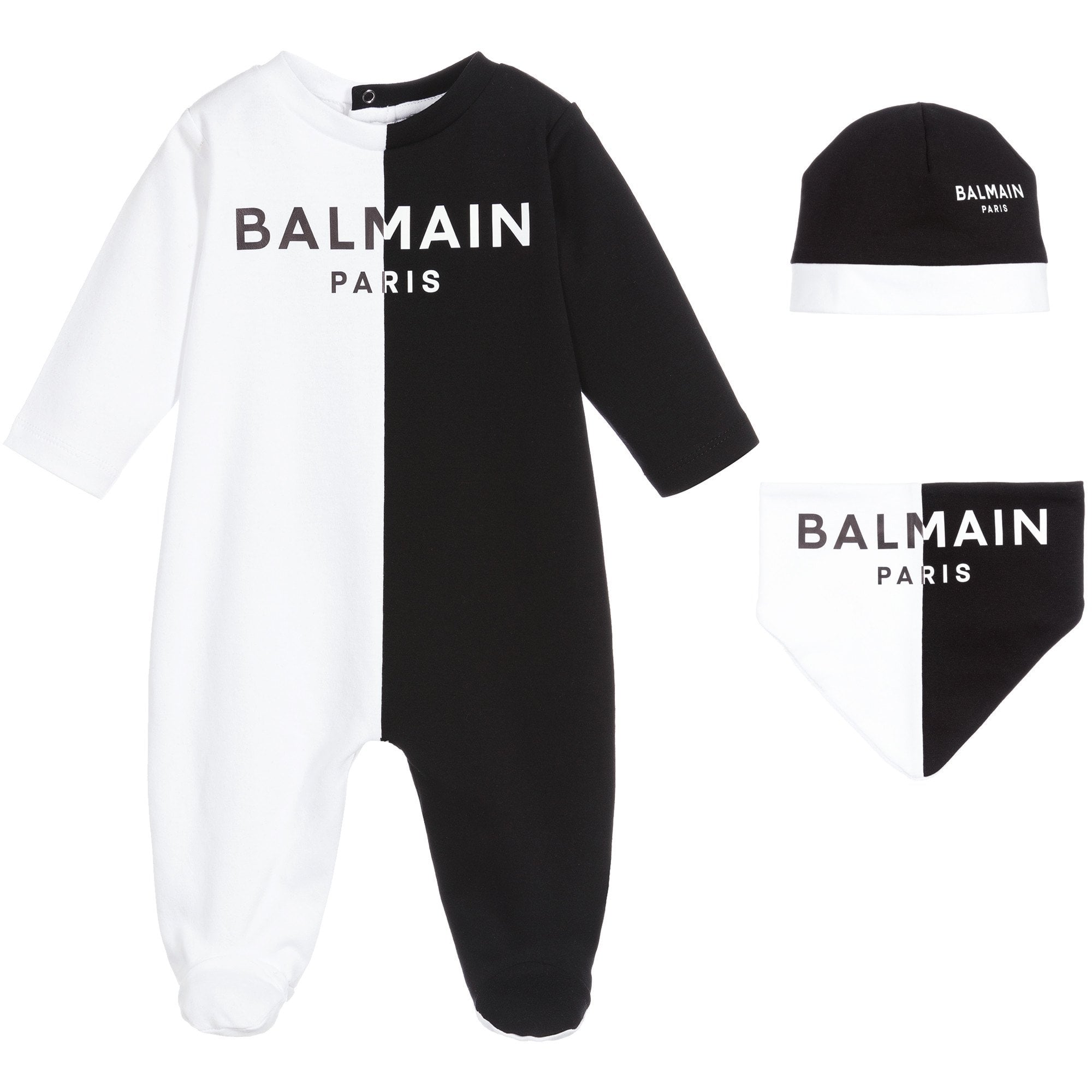 Balmain Boys White &amp; Black Cotton Babygrow Gift Set Unisex - Balmain KidsBabygrows