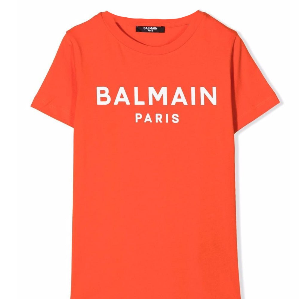 Balmain Classic Logo T-shirt Orange - Balmain KidsT-shirts