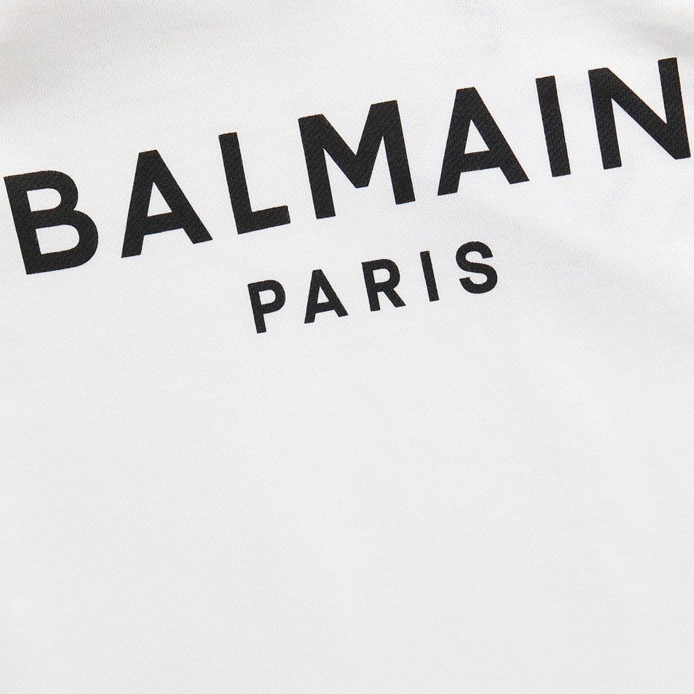Balmain Cotton Logo Hoodie White - Balmain KidsHoodies