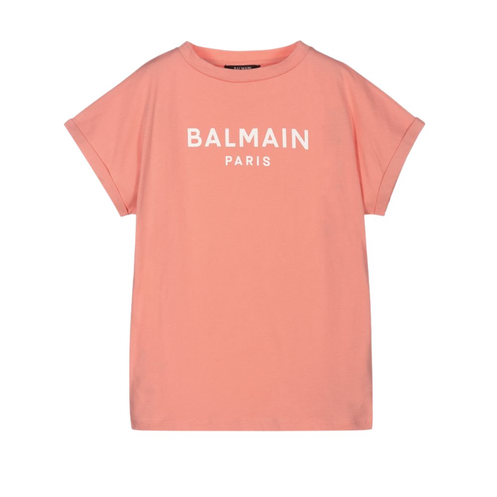 Balmain Girls Classic Logo T-shirt Pink - Balmain KidsT-shirts