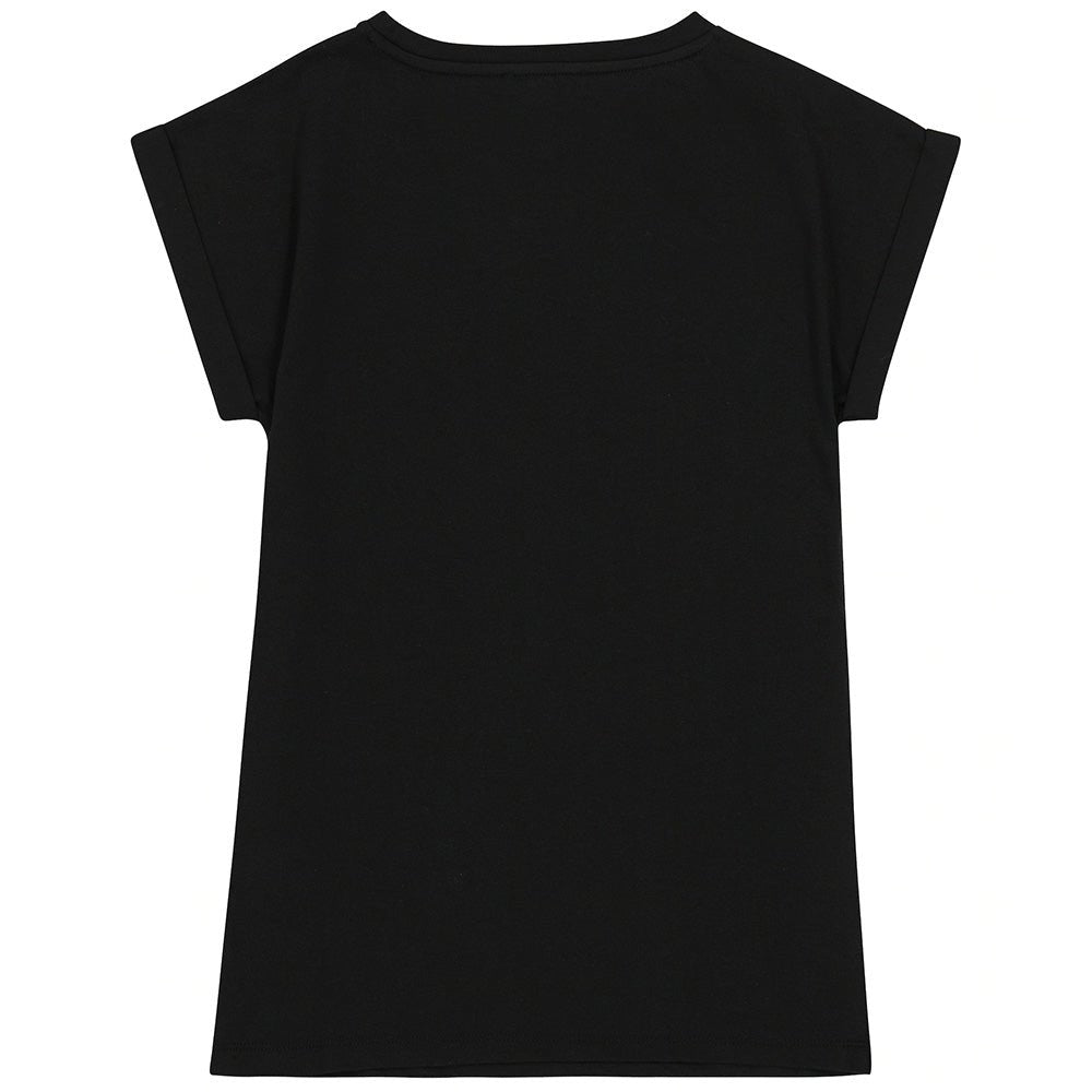 Balmain Girls Crystal Embellished Logo T-Shirt Dress Black - Balmain KidsDresses