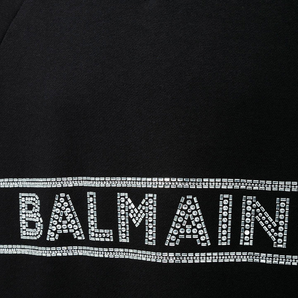 Balmain Girls Diamante Logo Sweatshirt Black - Balmain KidsSweaters