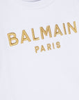 Balmain Girls Embroidered Logo T-shirt White - Balmain KidsT-shirts