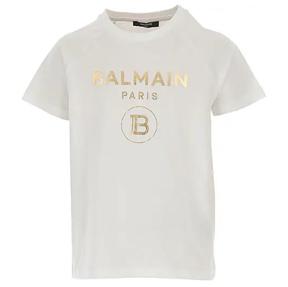 Balmain Girls Golden Logo T-Shirt White - Balmain KidsT-shirts