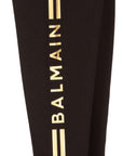 Balmain Girls Golden Stripe Logo Leggings Black - Balmain KidsLeggings