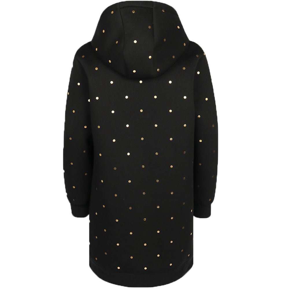 Balmain Girls Hooded Dress With Gold Polka Dots Black - Balmain KidsHoodies
