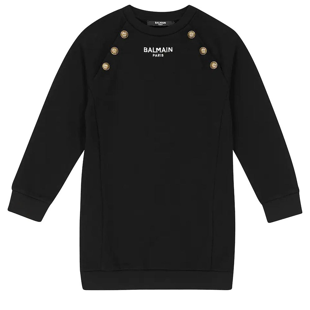 Balmain Girls Logo Sweatshirt Dress Black - Balmain KidsDresses