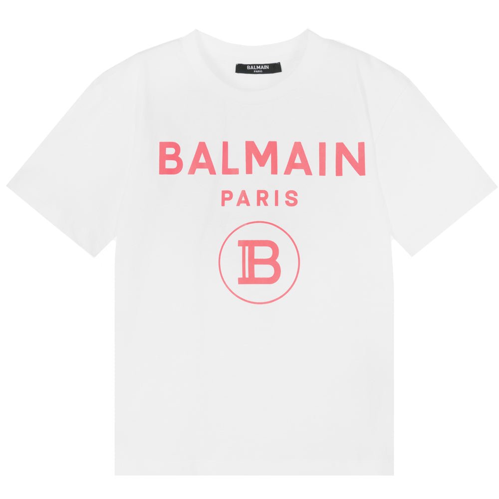 Balmain Girls Logo T-shirt White - Balmain KidsT-shirts