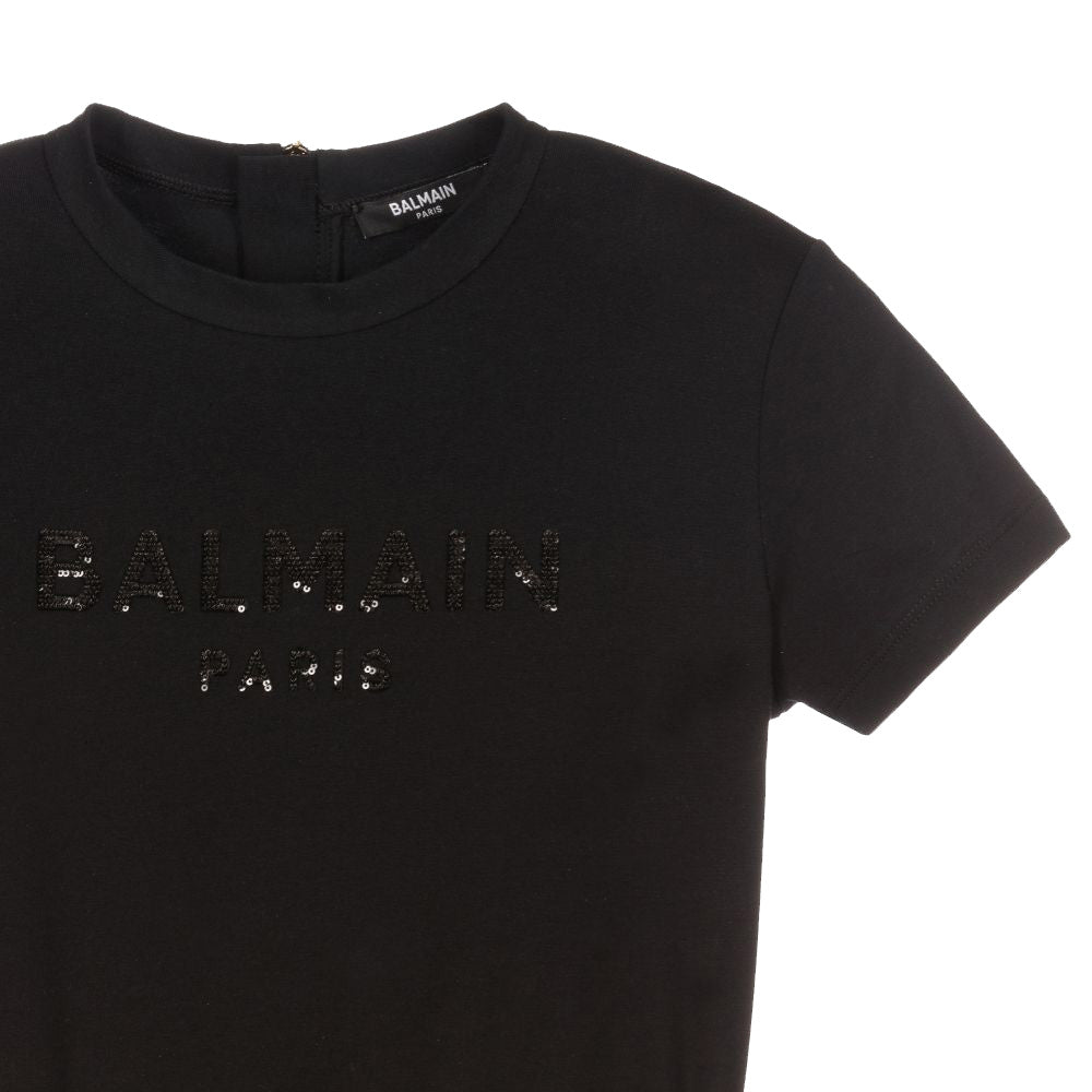 Balmain Girls Ruffle Dress Black & Gold - Balmain KidsDresses