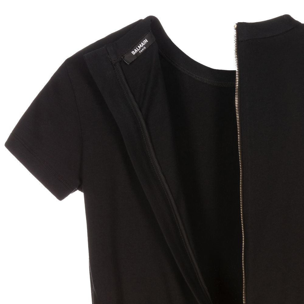 Balmain Girls Ruffle Dress Black & Gold - Balmain KidsDresses