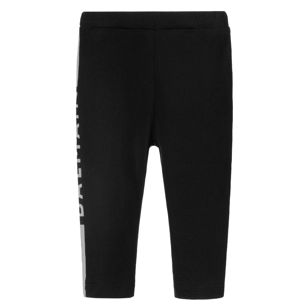 Balmain Girls Silver Stripe Logo Leggings Black - Balmain KidsLeggings