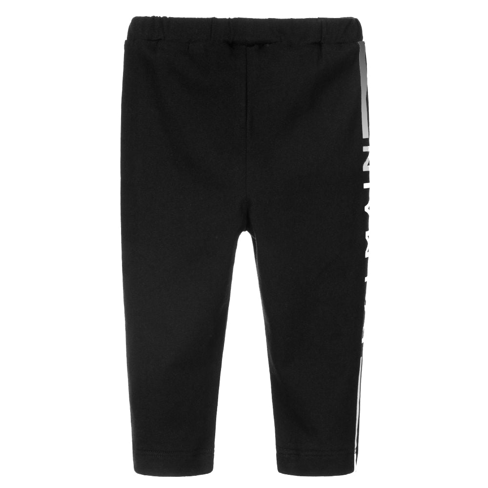 Balmain Girls Silver Stripe Logo Leggings Black - Balmain KidsLeggings