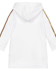 Balmain Girls White Cotton Hooded Logo Dress - Balmain KidsHoodies
