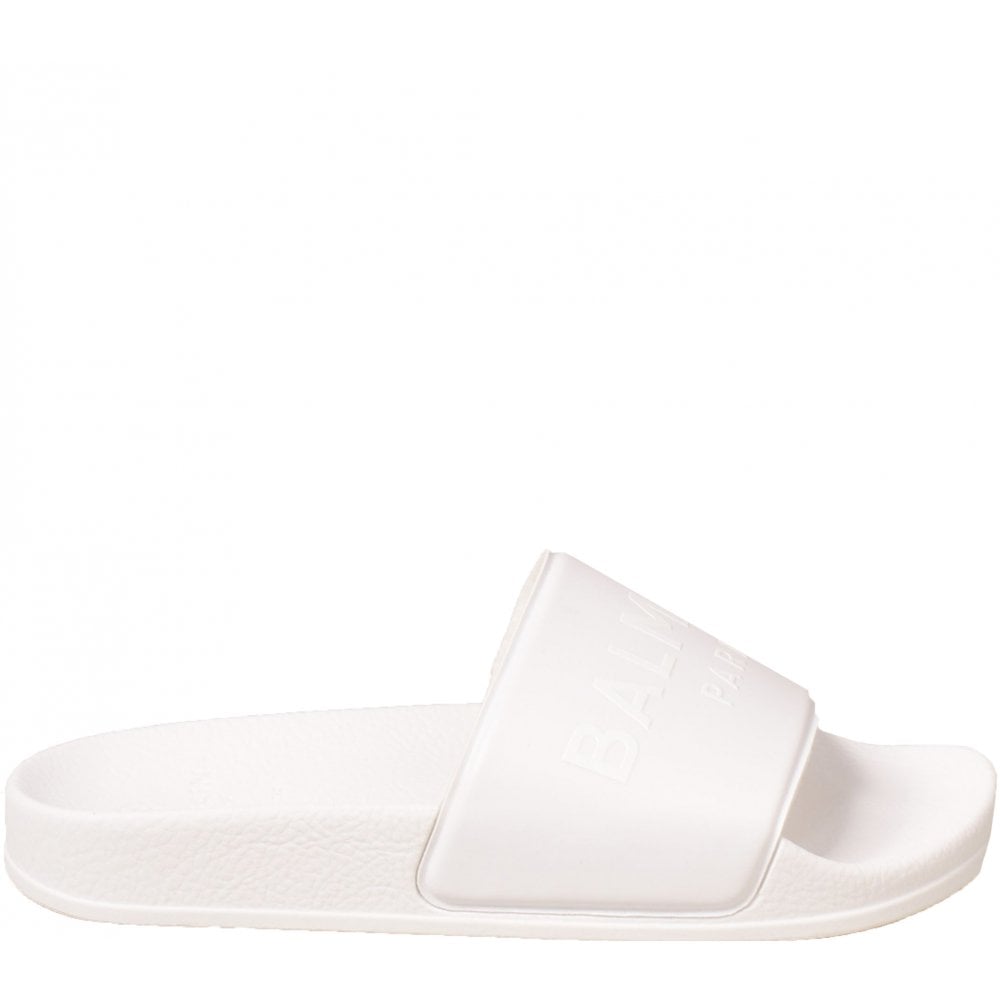 Balmain Kids Embroidered Logo Sliders White - Balmain KidsSliders