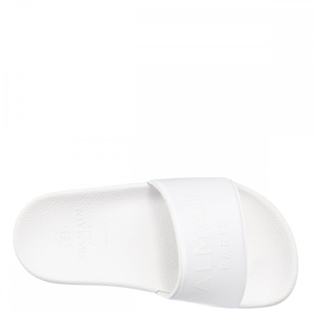 Balmain Kids Embroidered Logo Sliders White - Balmain KidsSliders