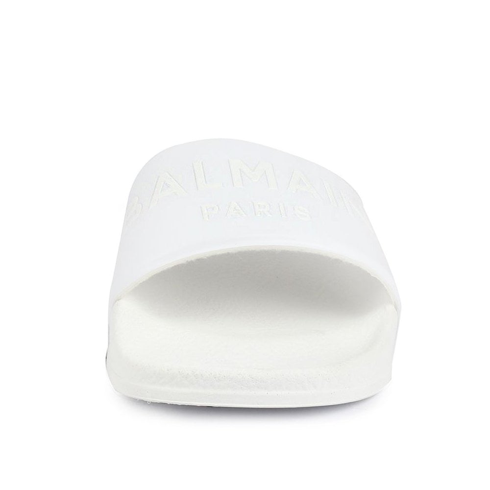 Balmain Kids Embroidered Logo Sliders White - Balmain KidsSliders