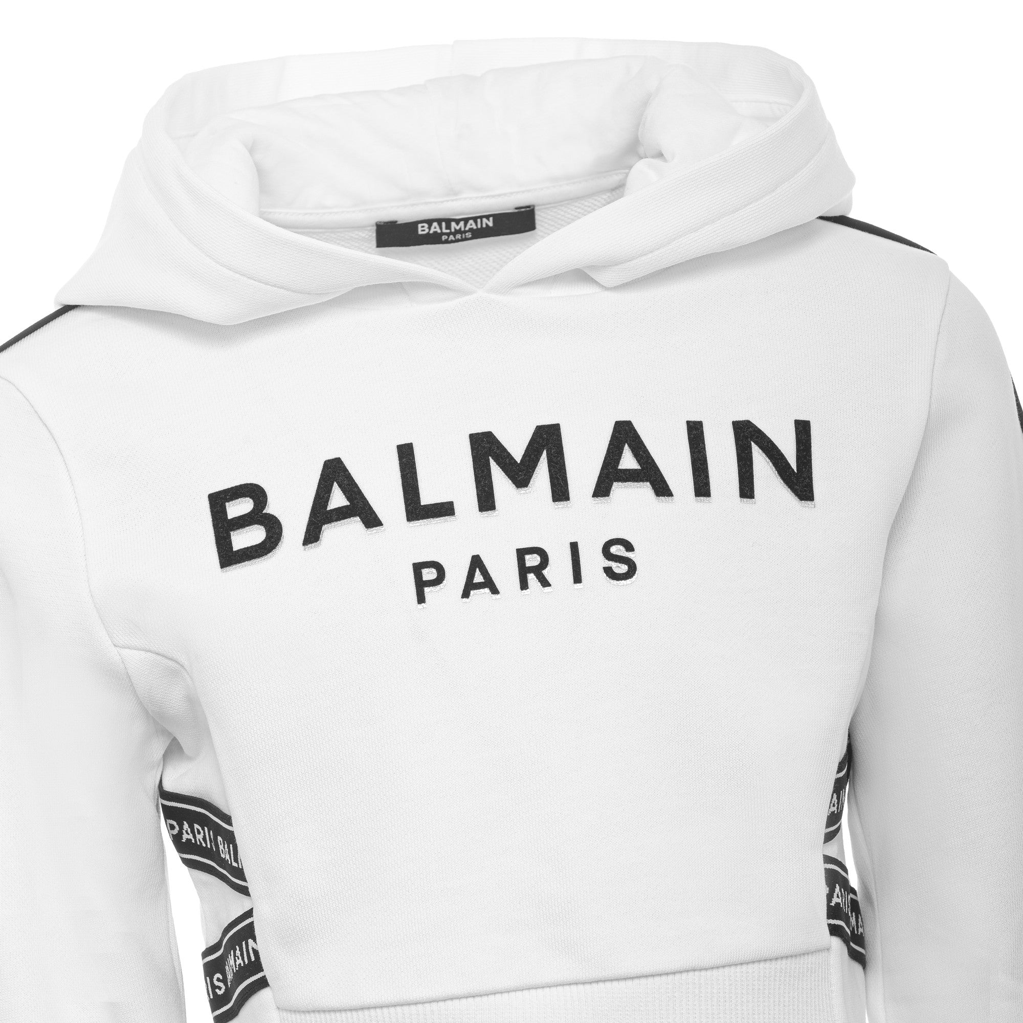 Balmain Kids White Flocked Hoodie - Balmain KidsSweaters