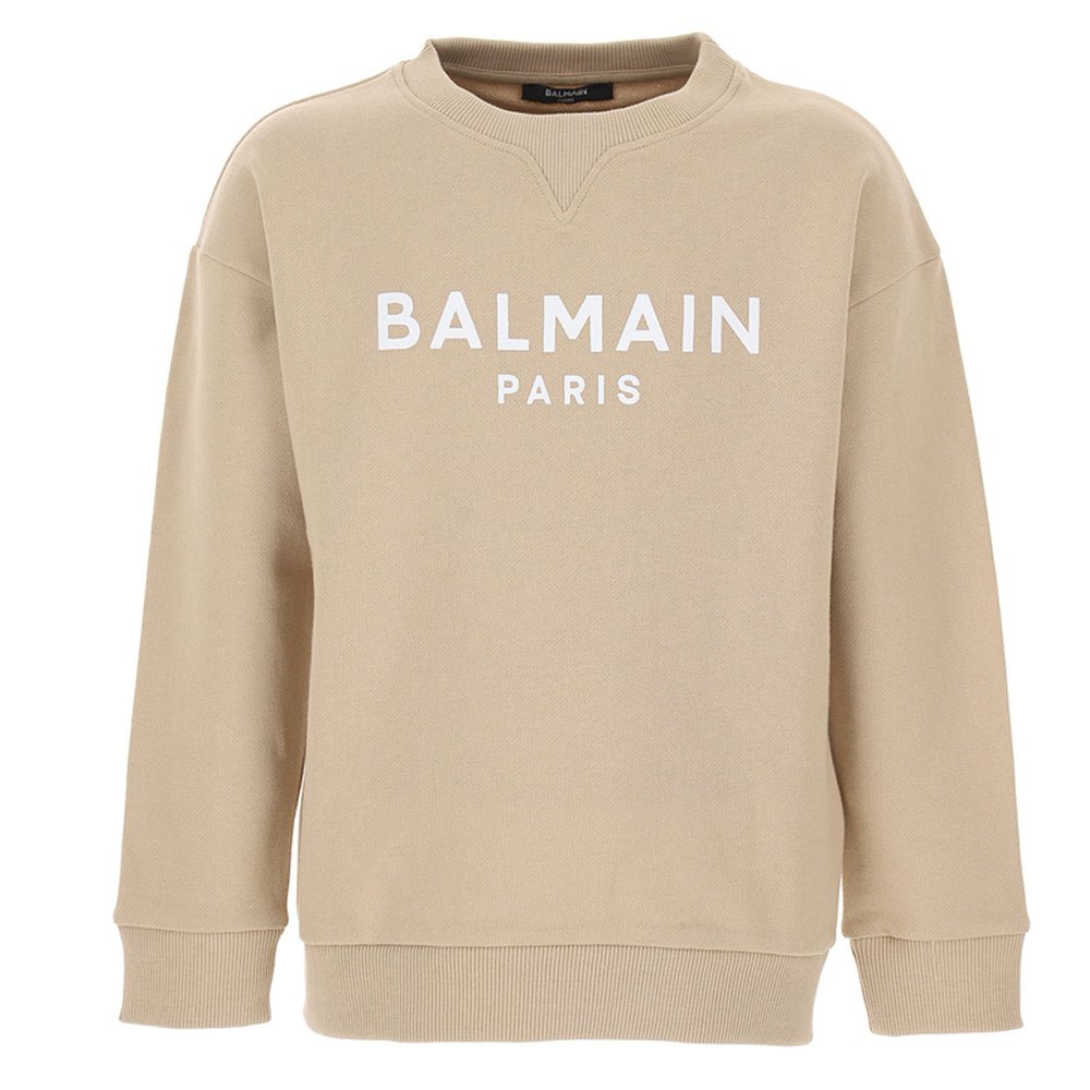 Balmain Logo Jumper Beige - Balmain KidsSweaters