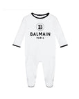 Balmain Monochrome Logo Cotton Babygrow Set Unisex - Balmain KidsBabygrows