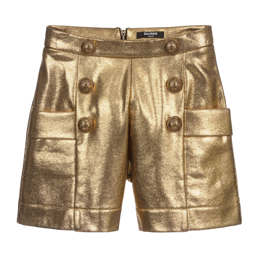 Balmain Teen Girls Metallic Shorts Gold - Balmain KidsShorts