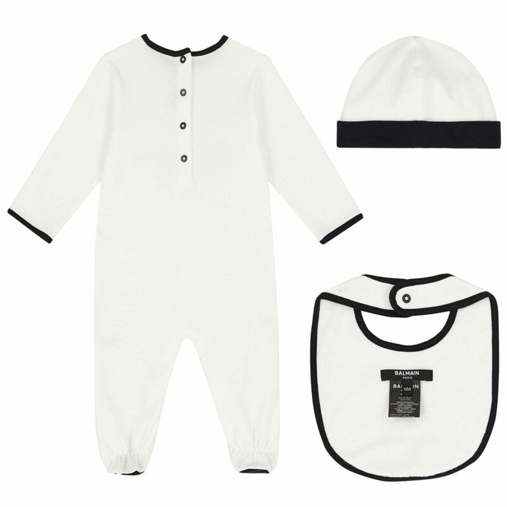Balmain Unisex Cotton Babygrow Gift Set White - Balmain KidsSets