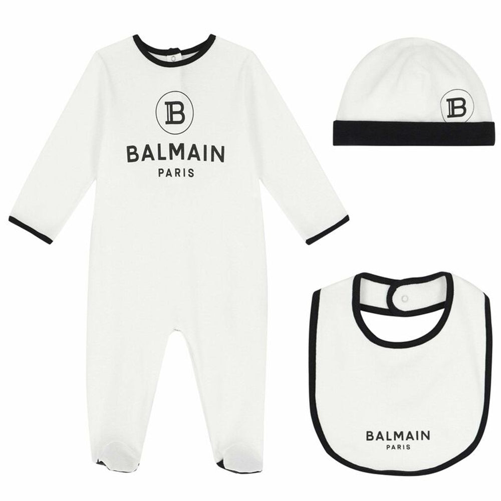 Balmain Unisex Cotton Babygrow Gift Set White - Balmain KidsSets