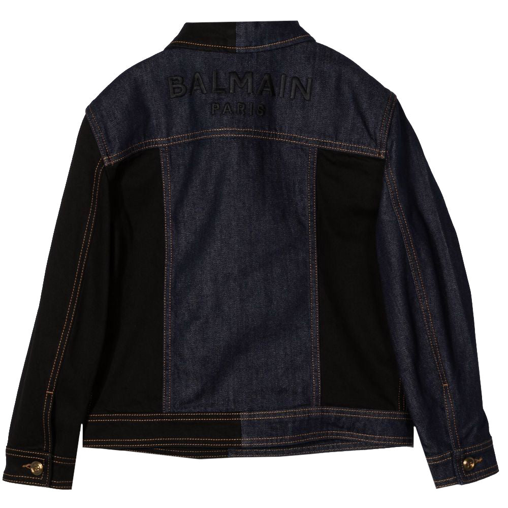 Balmain Unisex Denim Jacket Black &amp; Navy - Balmain KidsCoats &amp; Jackets