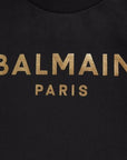 Balmain Unisex Gold Logo Print Sweatshirt Black - Balmain KidsSweaters