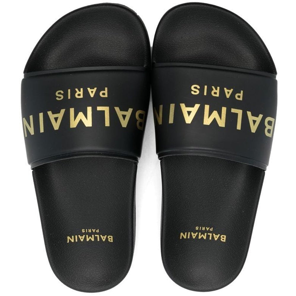 Balmain Unisex Logo Print Fat Sliders Black - Balmain KidsSliders