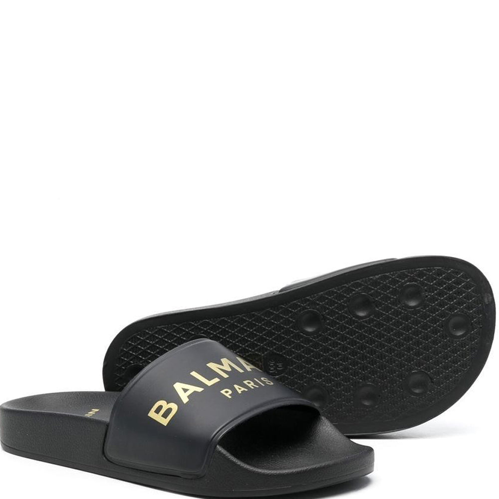 Balmain Unisex Logo Print Fat Sliders Black - Balmain KidsSliders