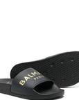 Balmain Unisex Logo Print Fat Sliders Black - Balmain KidsSliders
