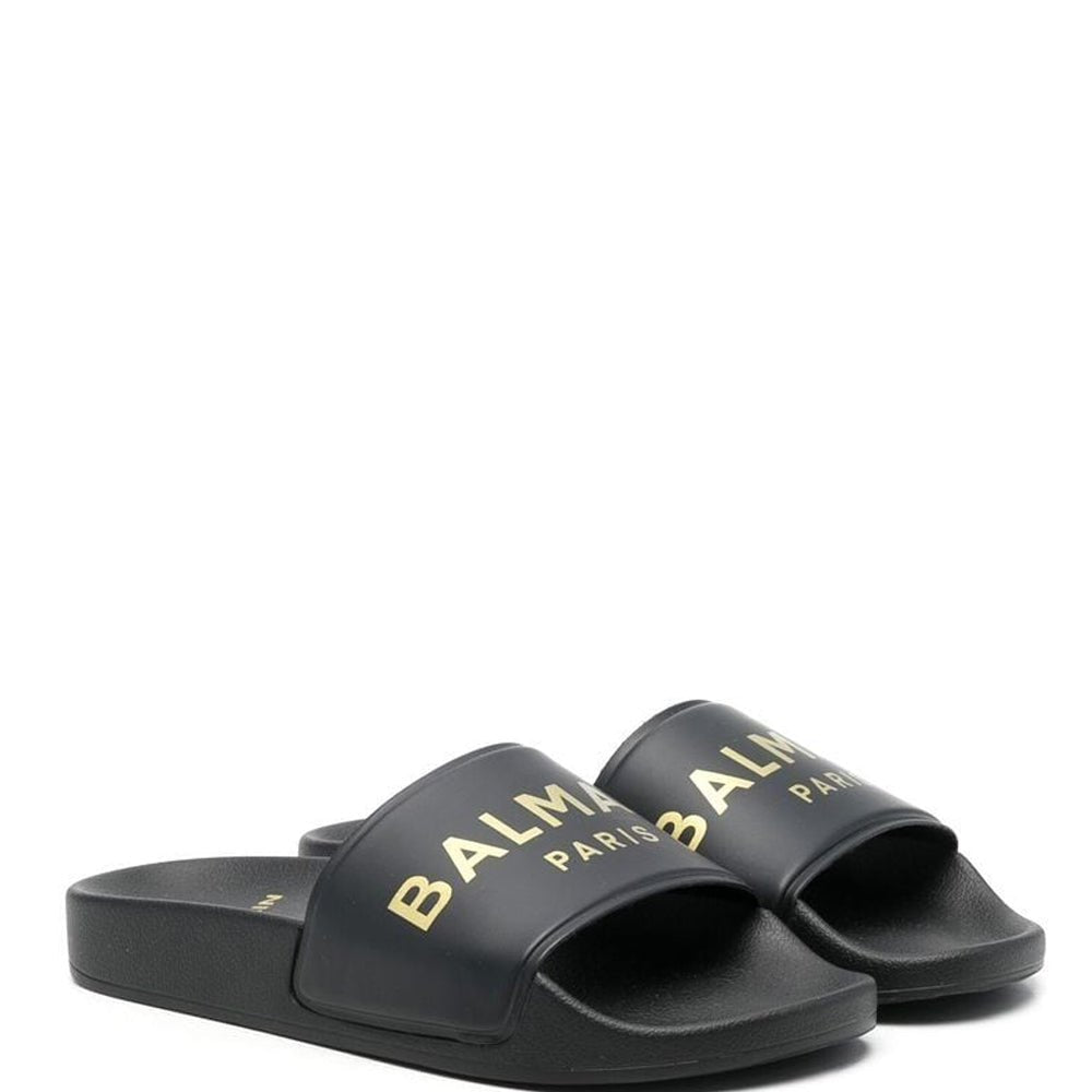 Balmain Unisex Logo Print Fat Sliders Black - Balmain KidsSliders
