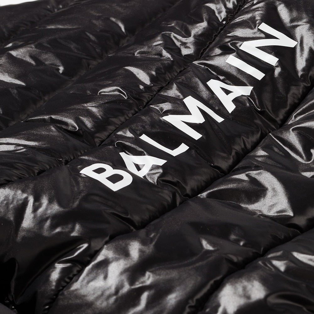 Balmain Unisex Logo Print Padded Jacket Black - Balmain KidsCoats &amp; Jackets