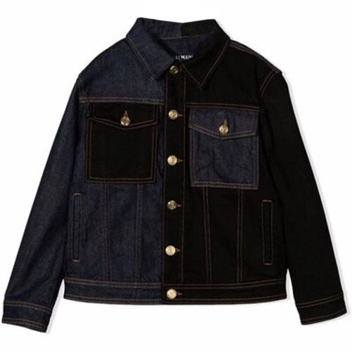 Balmain Unisex Panelled Denim Jacket Navy - Balmain KidsCoats &amp; Jackets
