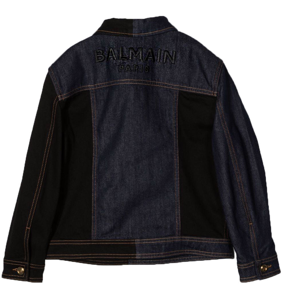 Balmain Unisex Panelled Denim Jacket Navy - Balmain KidsCoats &amp; Jackets