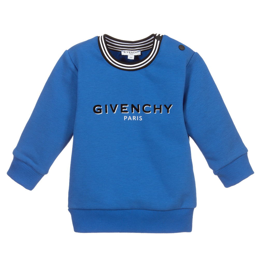 Givenchy Boys Cotton Logo Sweatshirt Blue