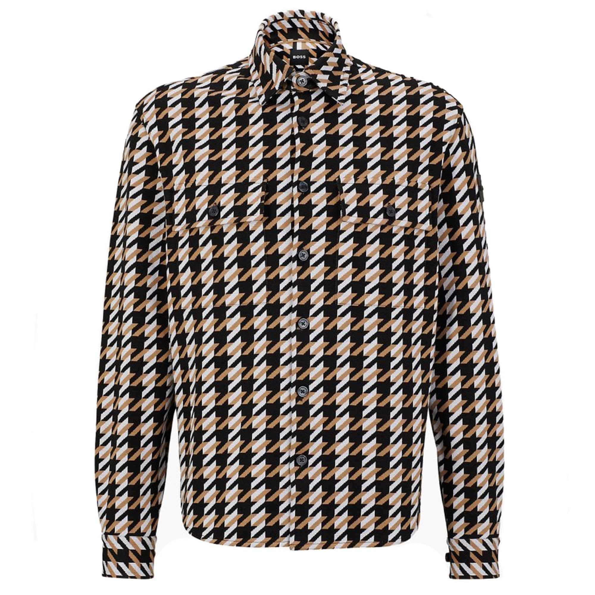 Boss Mens All Over Logo Shirt Beige - BossShirts