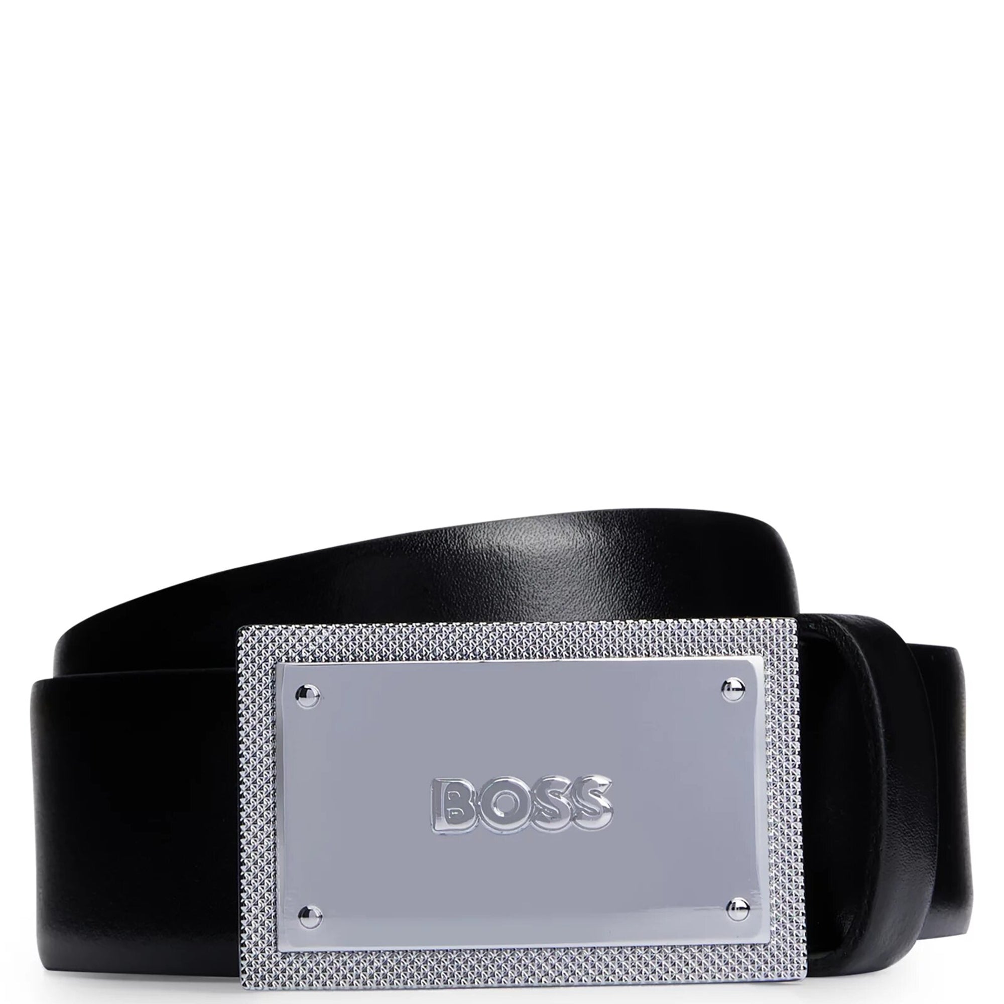 Boss Mens Classic Plaque Belt Black - BossBelts