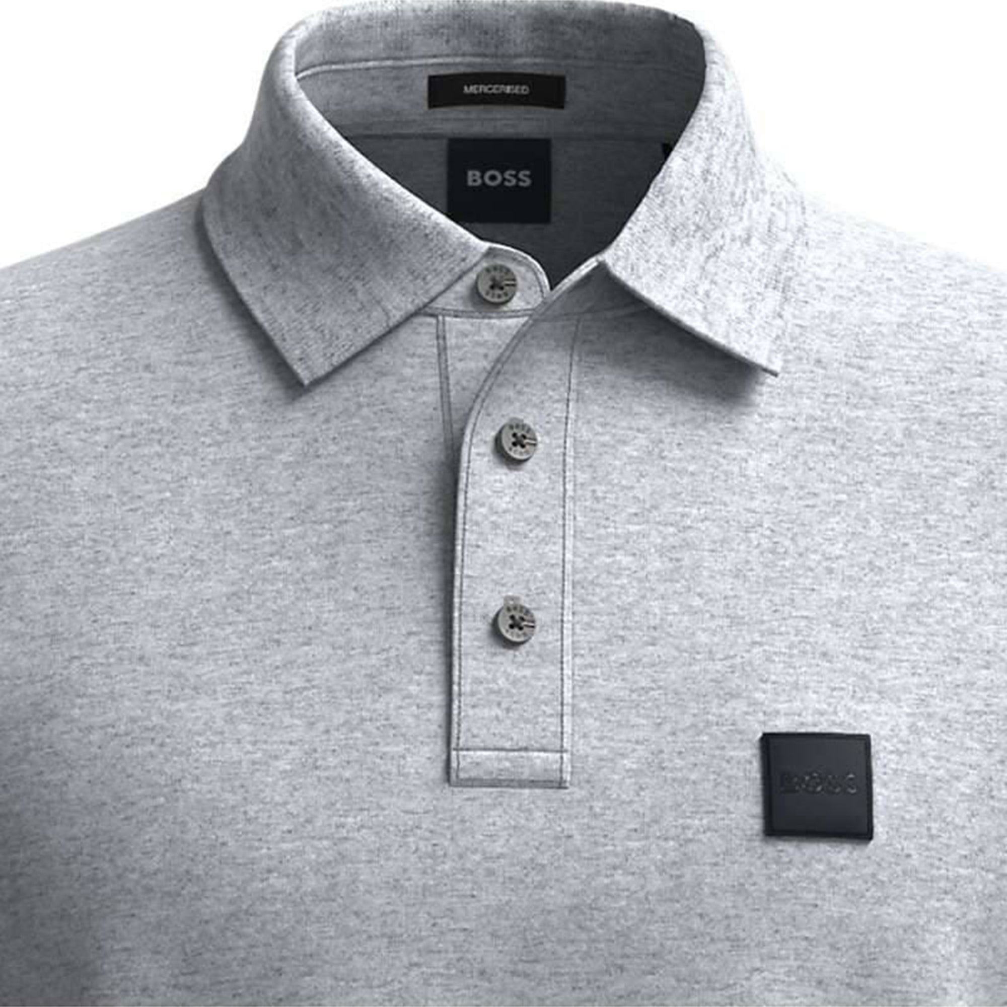 Boss Mens Logo Patch Polo Grey - BossPolos