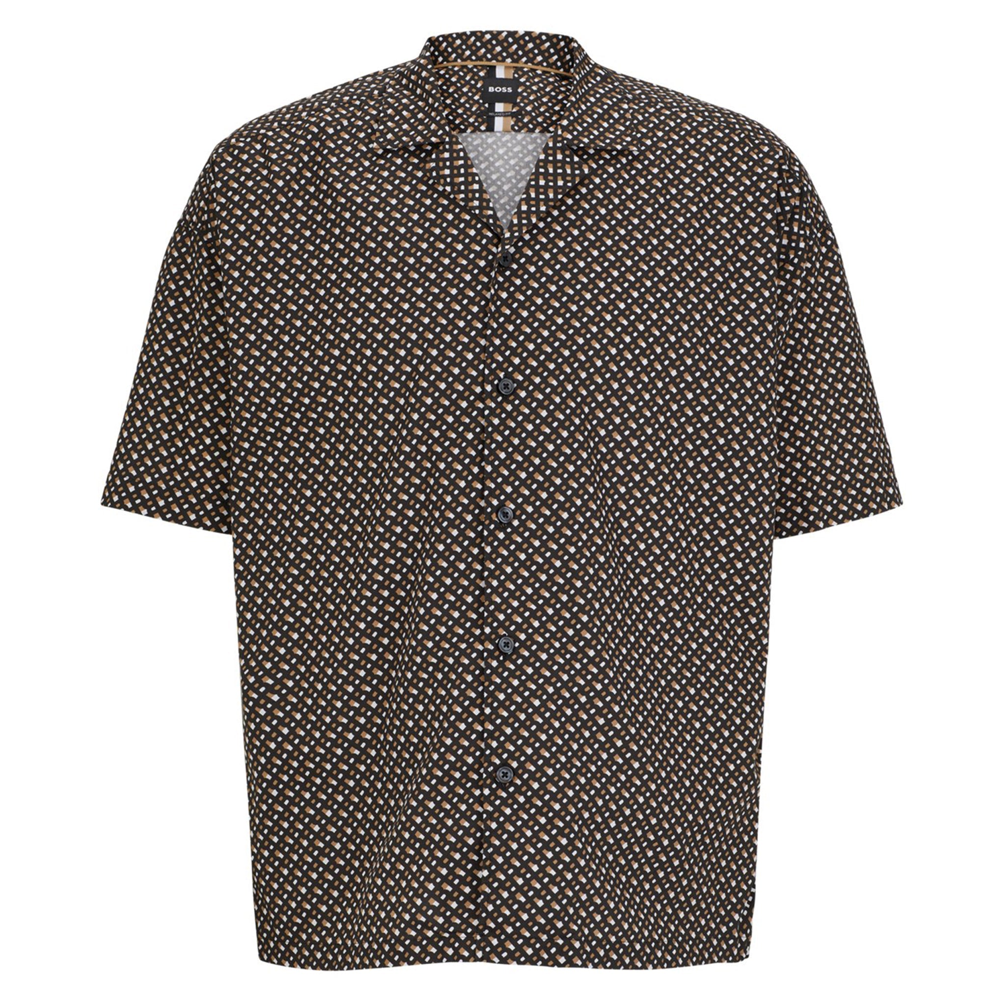 Boss Mens Monogram Print Shirt Black - BossShirts