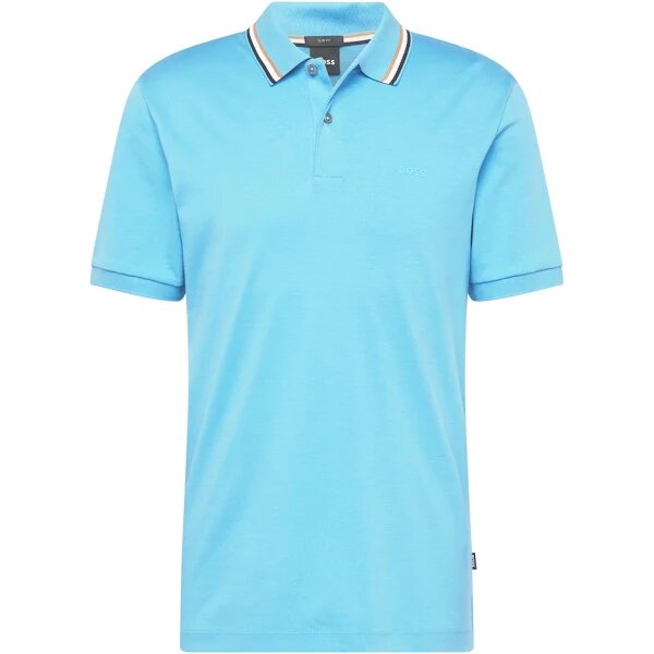 Boss Mens Striped Collar Polo Blue - BossPolos