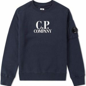 C.P Company Boys Logo Print Goggles Sweatshirt Navy