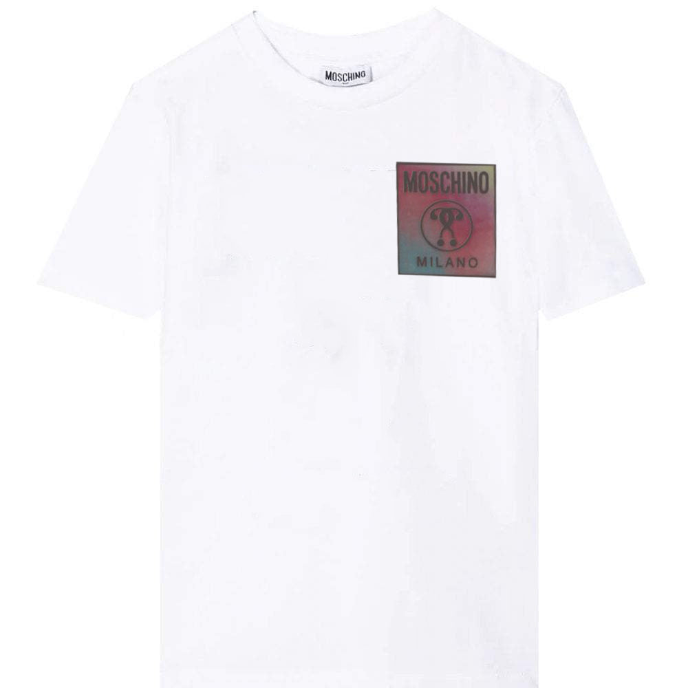 Moschino Kids Unisex Iridescent Logo T-Shirt White