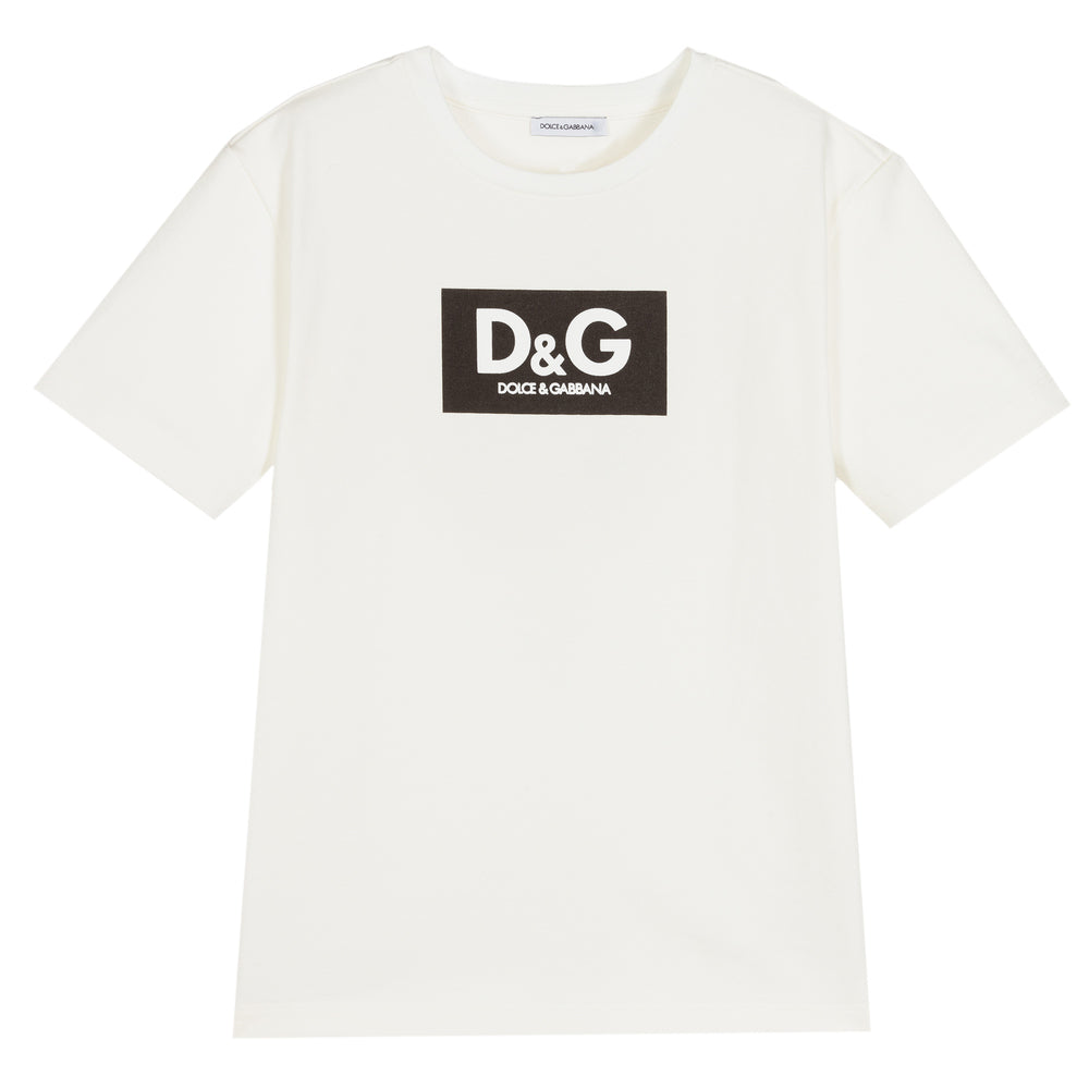 Dolce &amp; Gabbana Boys Oversized Logo T-Shirt Cream