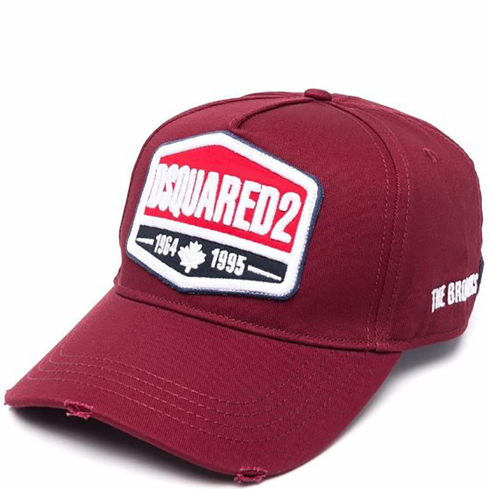 Dsquared2 Men&#39;s Patch Logo Cap Burgundy
