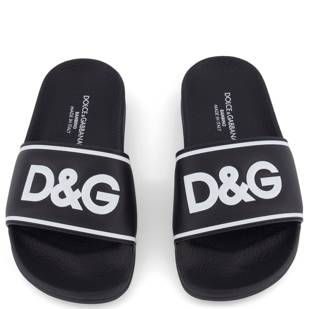Dolce &amp; Gabbana Boys Logo Sliders Black