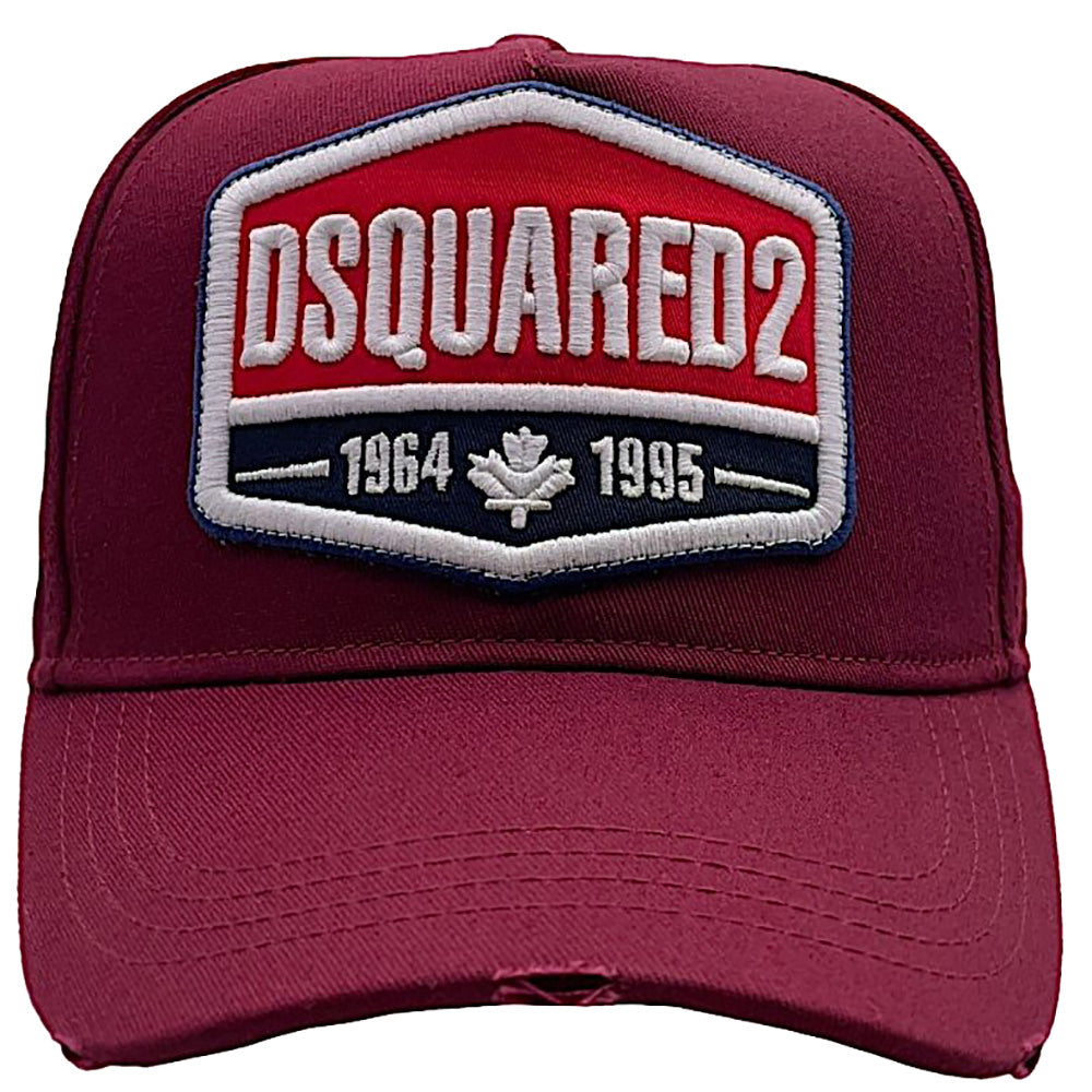 Dsquared2 Men&#39;s Patch Logo Cap Burgundy