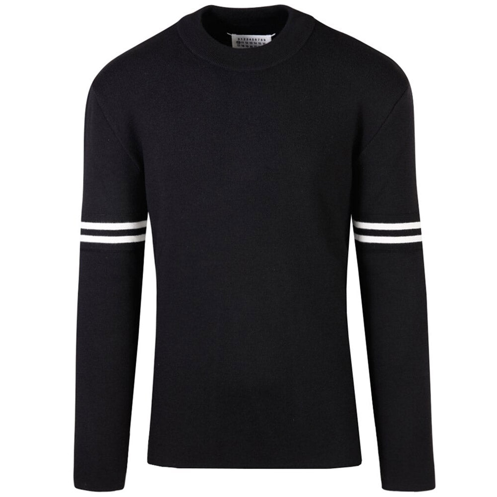 Mens Maison Margiela Stripe-detail long-sleeve jumper Black